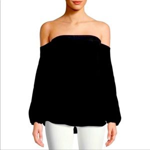 Theory Laureema Silk off the shoulder blouse/Black
